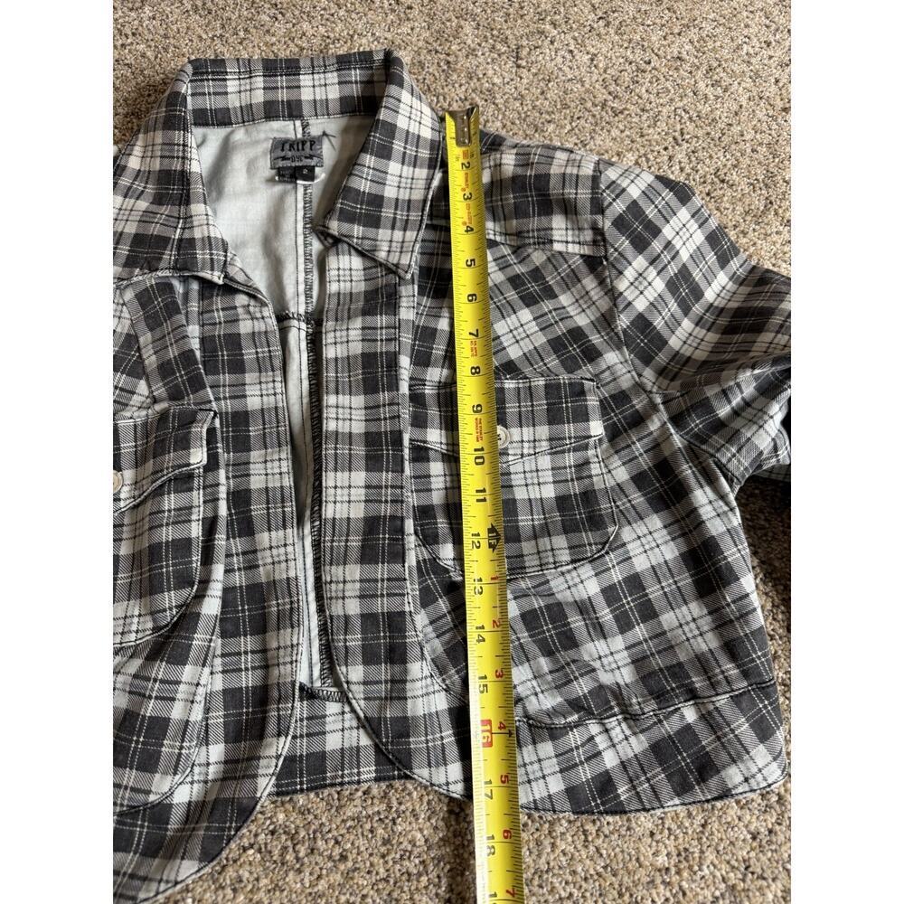 Tripp NYC Jacket Womens 2 Apx US Large Gray Black Plaid Cropped - Picture 5 of 6